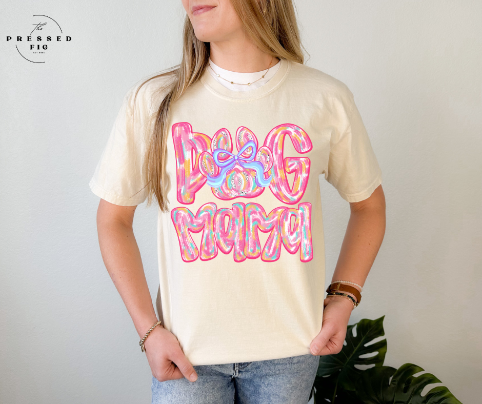 Retro Bubble Dog Mama Tee