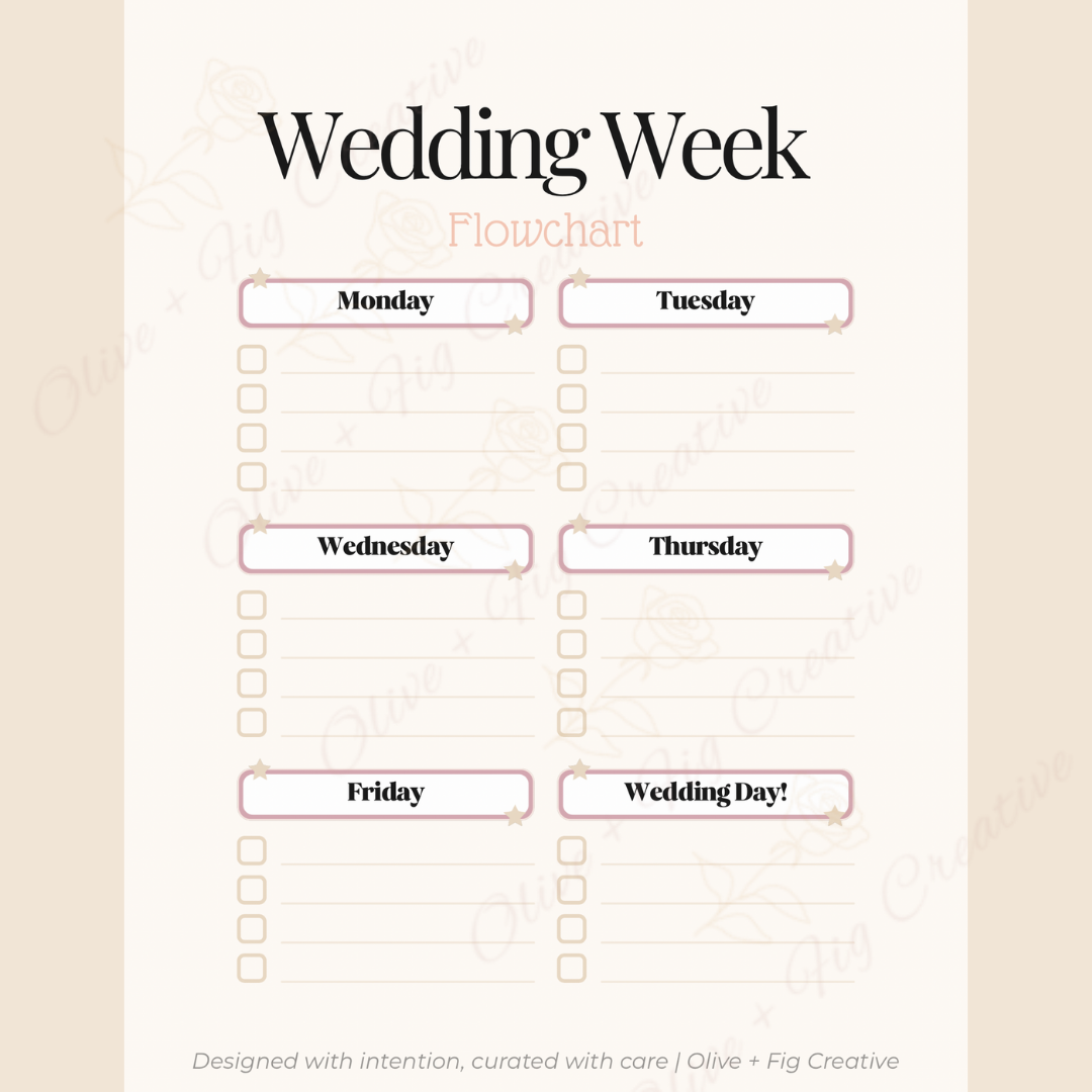 Wedding Week Flowchart — Free Download