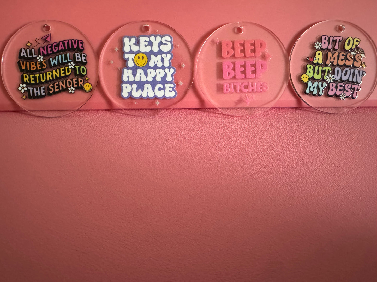 Acrylic Keychain Charms β Bold, Sweet & Sassy Vibes