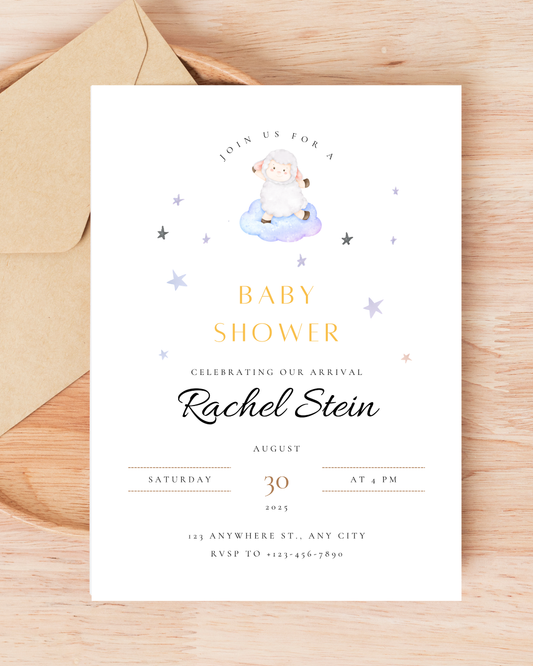 Little Lamb Baby Shower Invitation