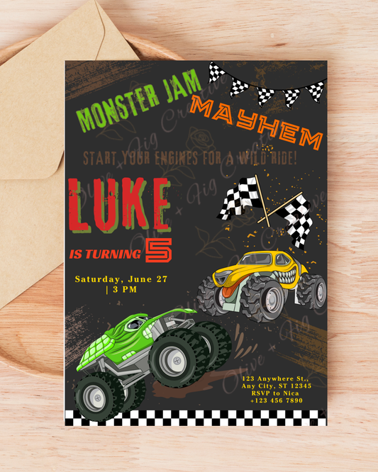 Monster Jam Birthday Invitation