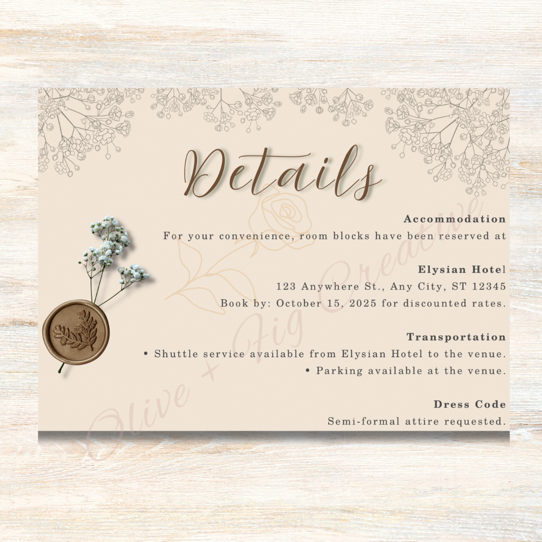 Autumn Romance Wedding Invitation Suite – Warm Florals & Regal Details