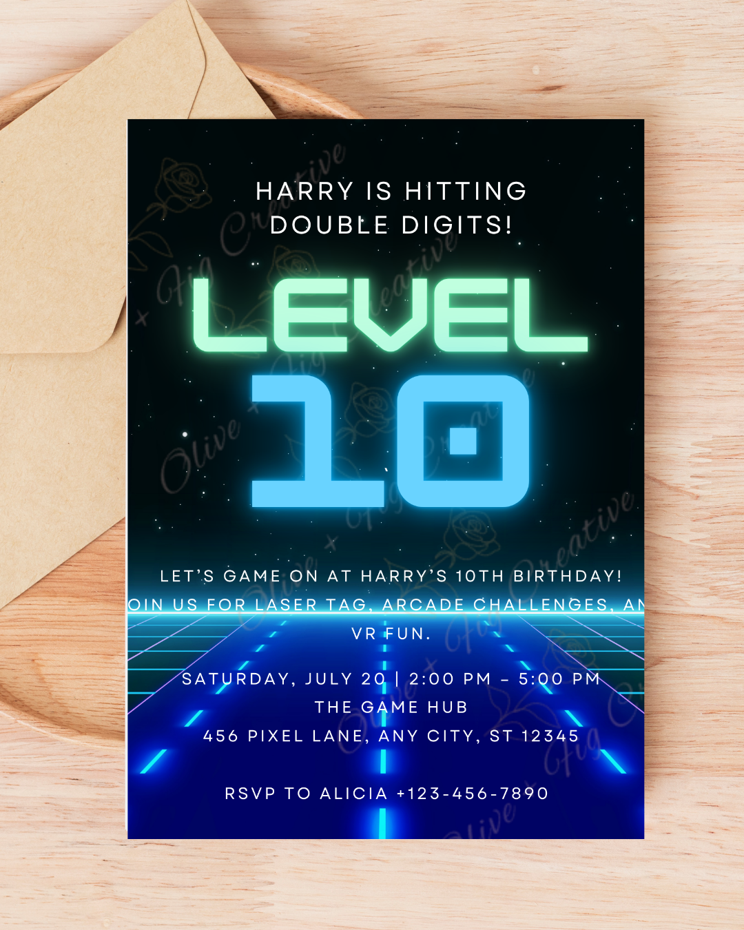 Level 10 Video Game Birthday Invitation