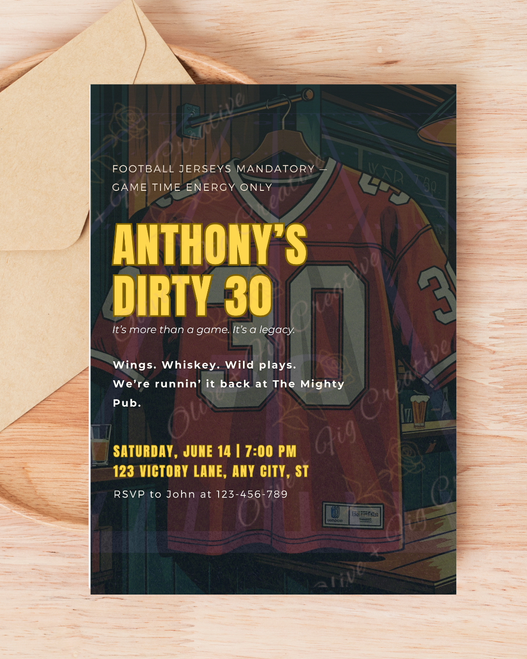 Dirty 30 Football Birthday Invitation – Game Day Theme