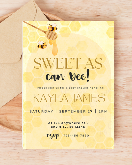 Sweet as Can Bee Baby Shower Invitation