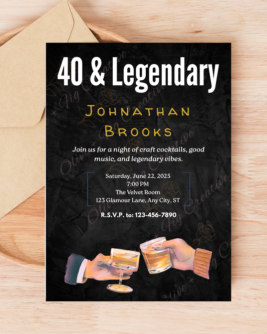 40 & Legendary Modern Birthday Invitation