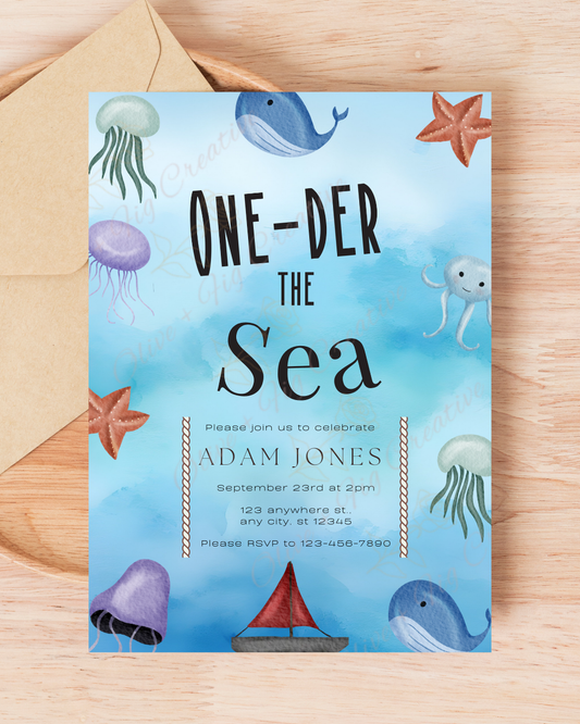 One-Der the Sea First Birthday Invitation