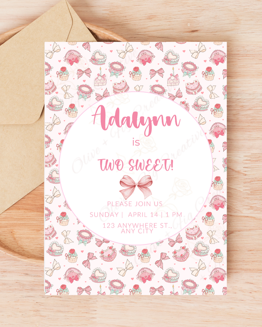 Two Sweet Birthday Invitation