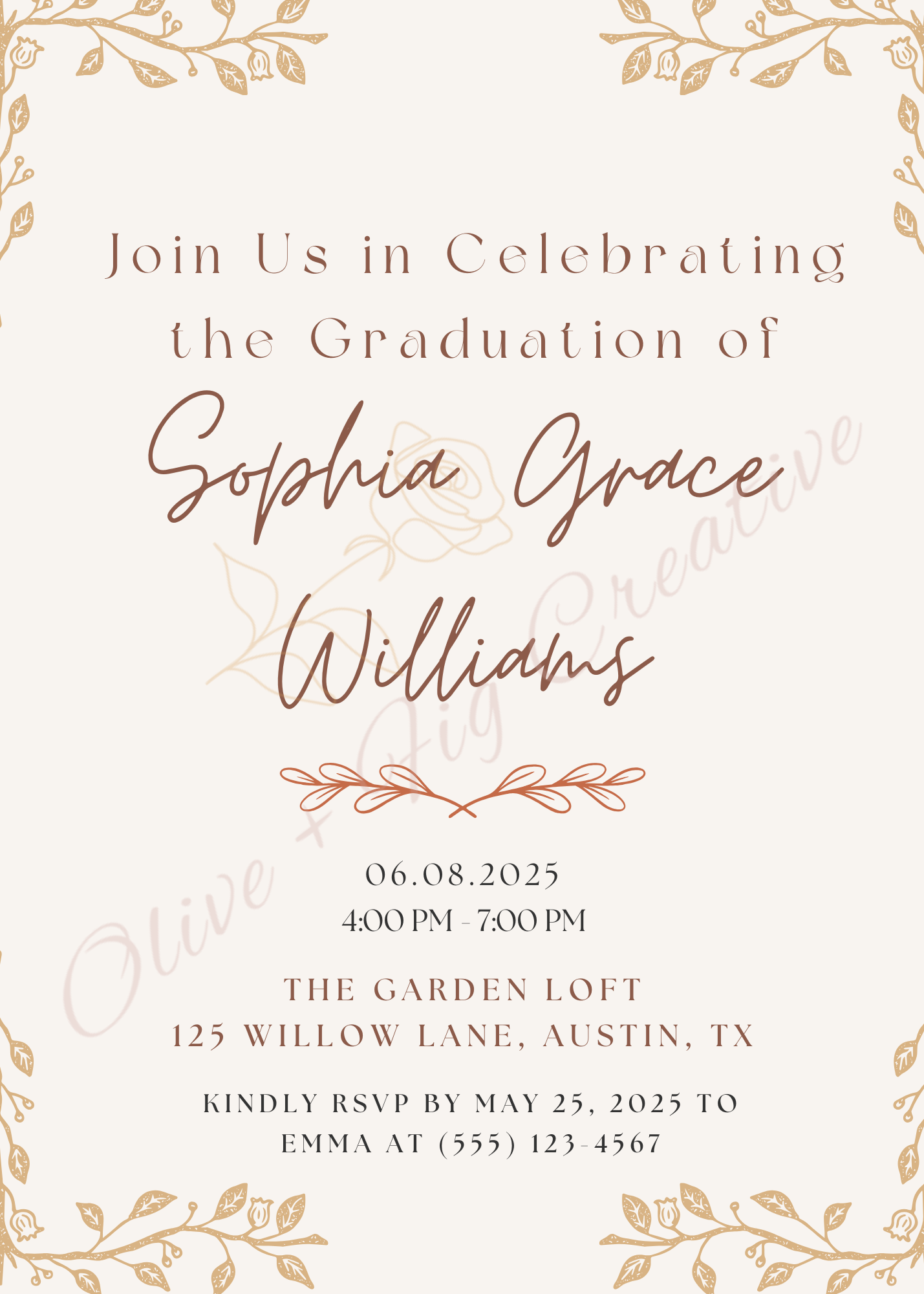 Willow Bloom Graduation Invitation - Soft & Ethereal
