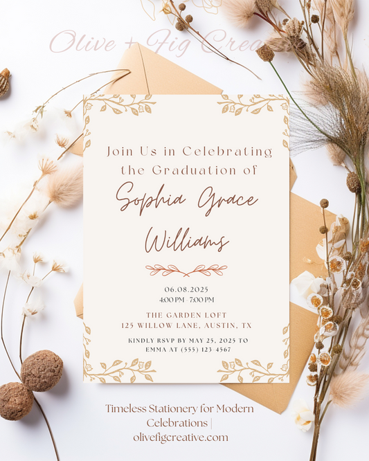 Willow Bloom Graduation Invitation - Soft & Ethereal